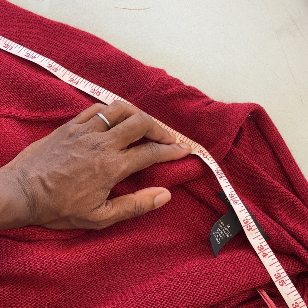 INC International Concepts Burgundy Red Wine Long High Low Cardigan! - Picture 8 of 9